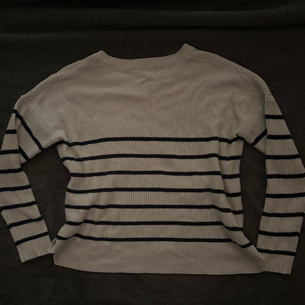 Madewell Cream and Blue Striped Sweater - Picture 2 of 3